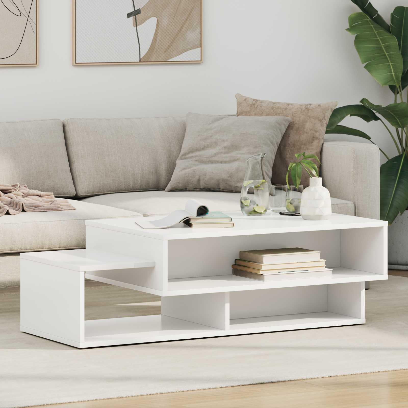 Sofabord Hvid 105 x 50 x 32,5 cm Konstrueret træ billede