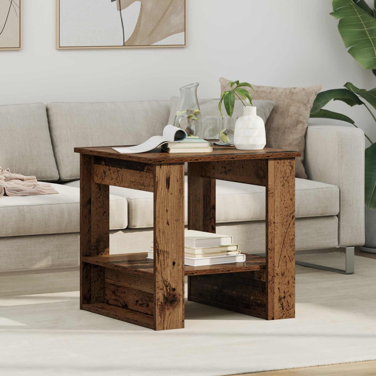 Sofabord Gammelt træ 51 x 50 x 50 cm Konstrueret træ billede