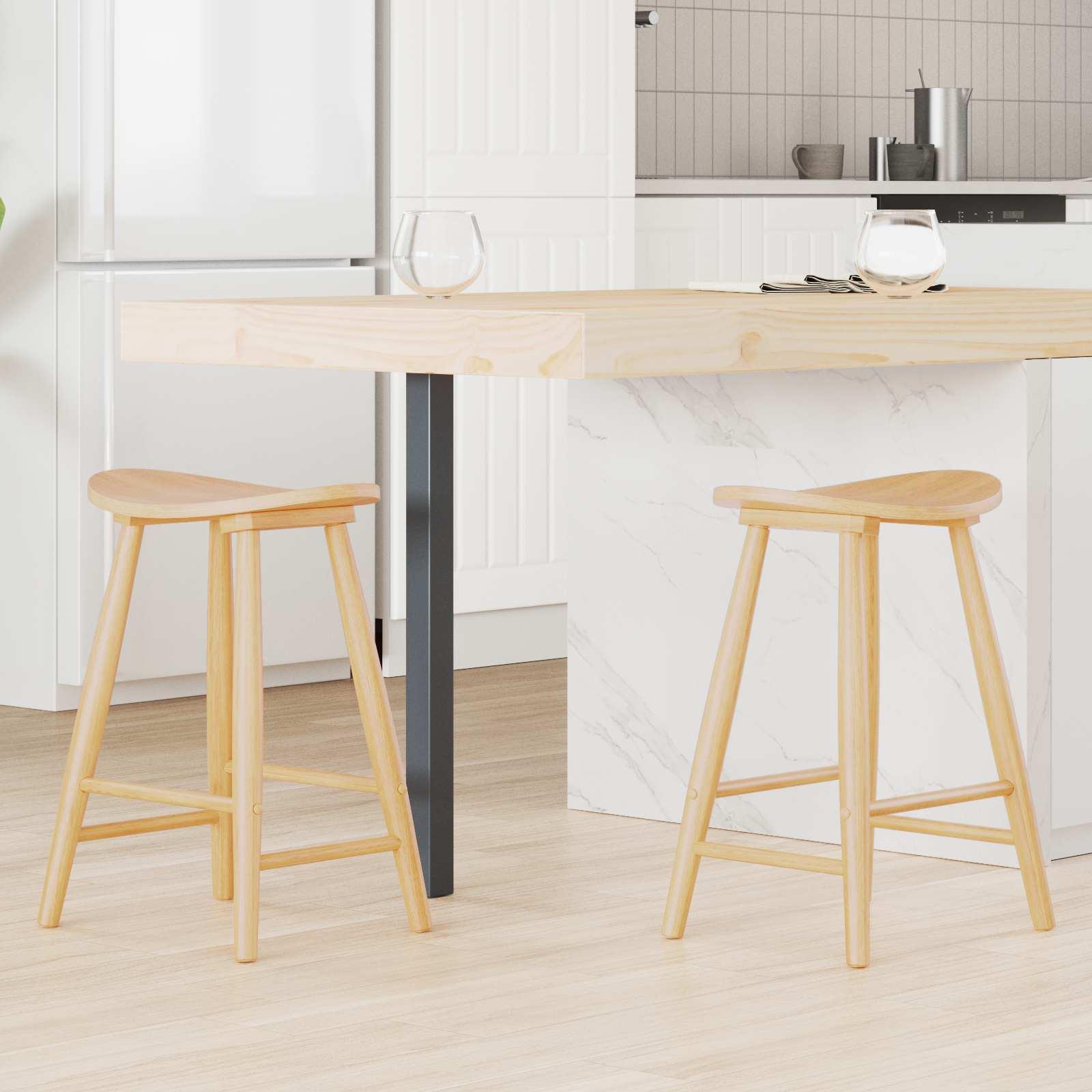 Spisestole 2 stk Naturfarvet 46 x 37 x 63 cm Massiv Gummitræ billede