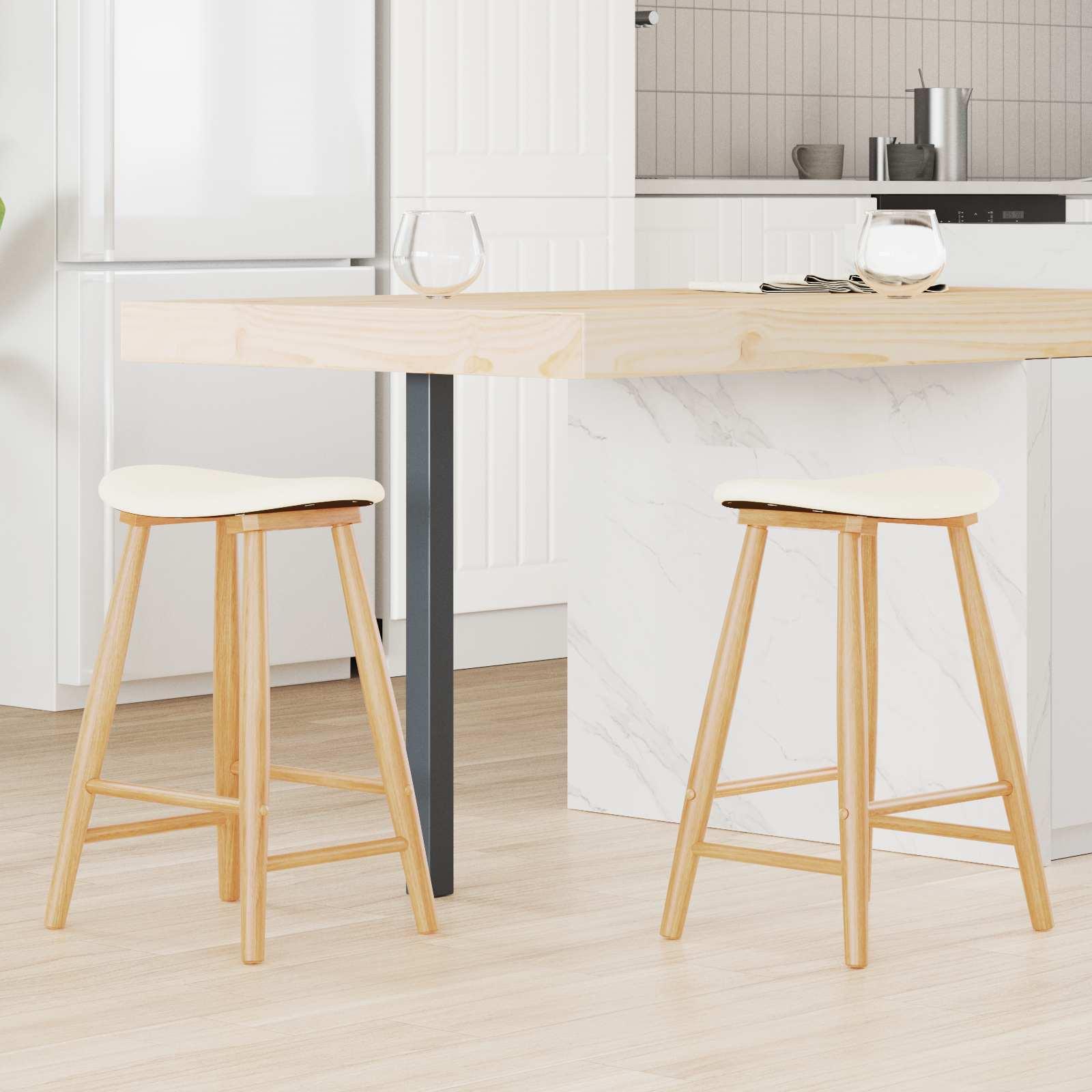 Spisestole 2 stk Naturfarvet 46 x 37 x 63 cm Massiv Gummitræ billede
