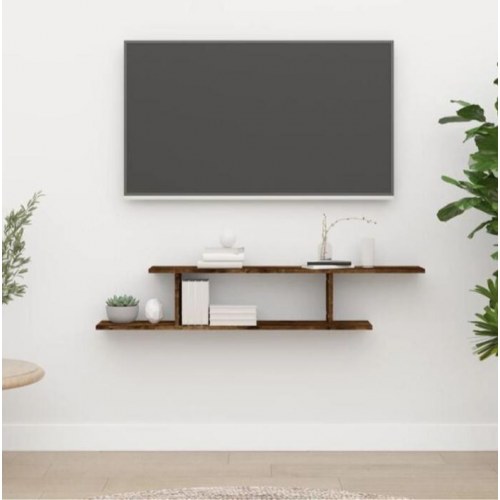 Væghængt tv-hylde 125×18×23 cm - konstrueret træ, røget egetræ