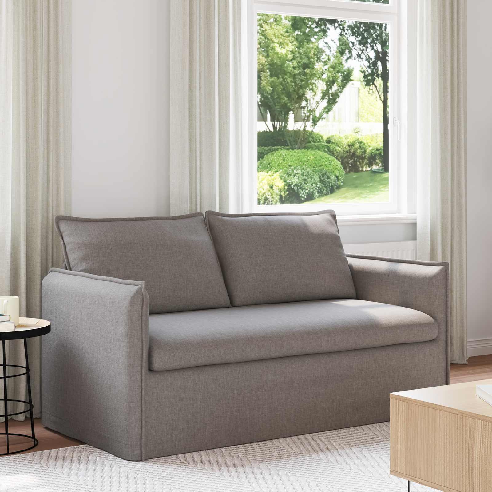 Sofa Gråbrun 195 x 82 x 85 cm Metal billede