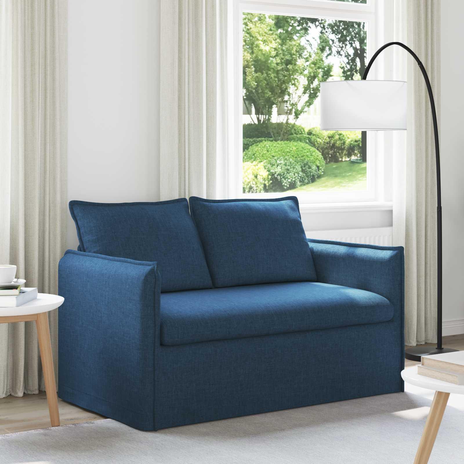 Sofa i stof - blå, 136 × 82 × 85 cm billede