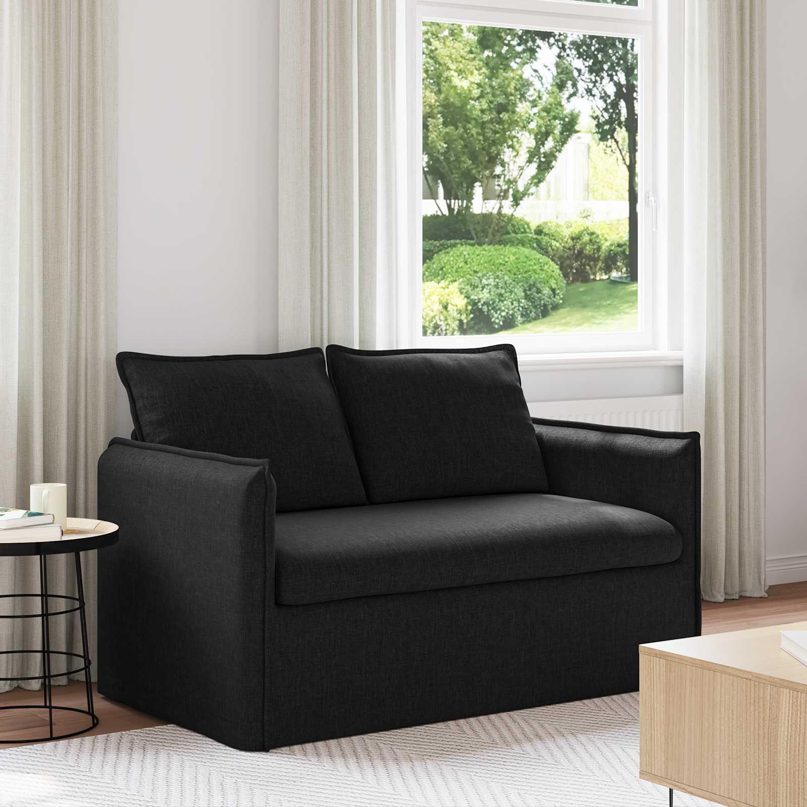 Sofa i stof - sort, 136 × 82 × 85 cm billede
