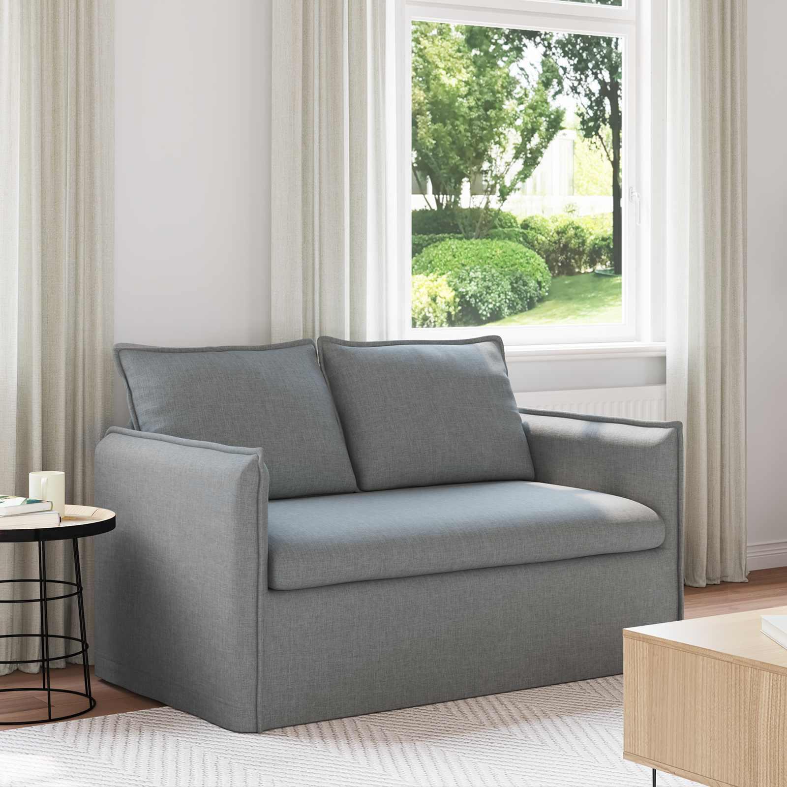 Sofa i stof - lysegrå, 136 × 82 × 85 cm billede