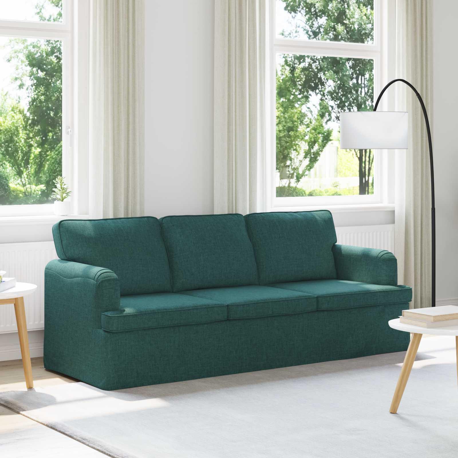 Sofa i stof - mørkegrøn, 201 × 80 × 85 cm billede