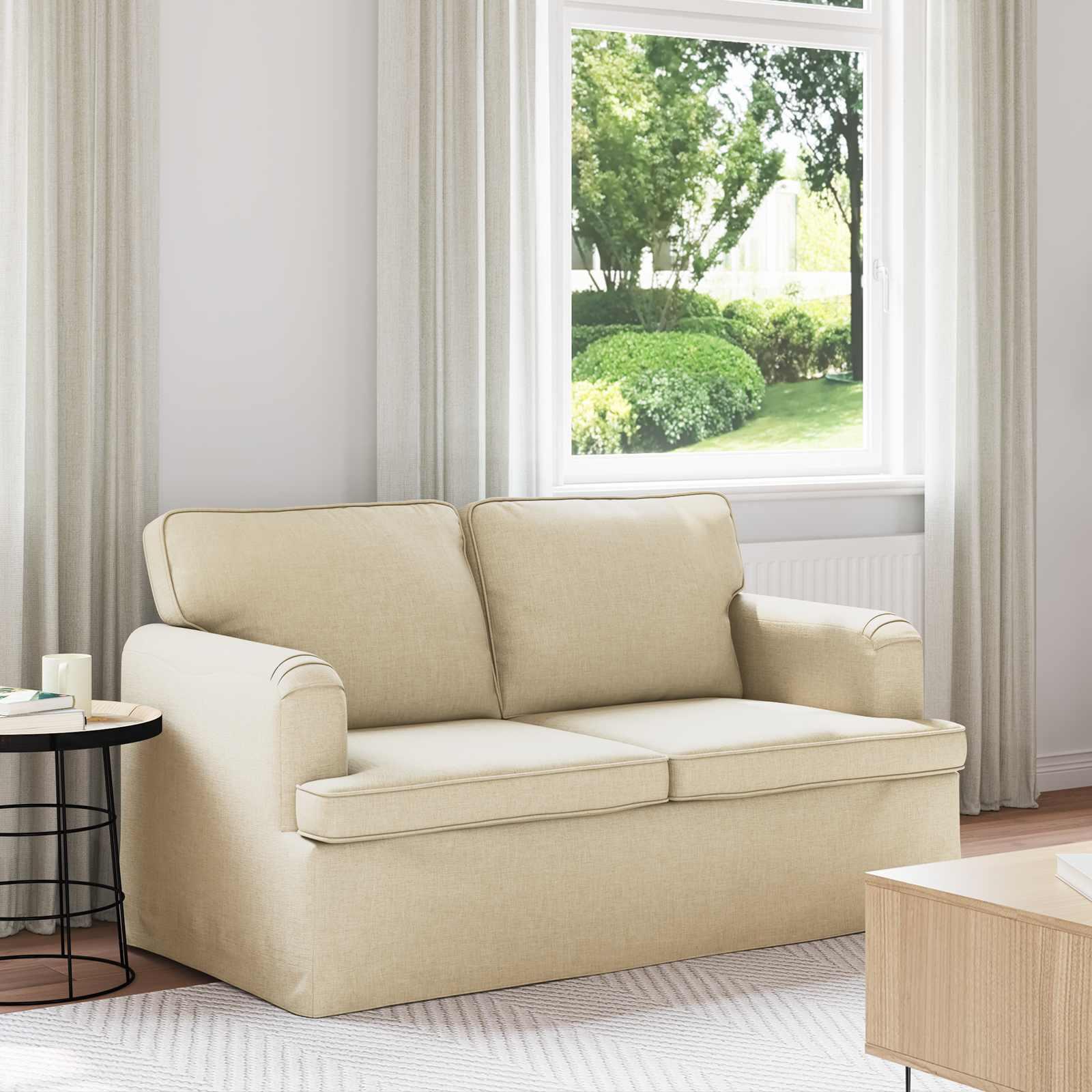 Sofa i stof - creme, 144 × 80 × 85 cm billede