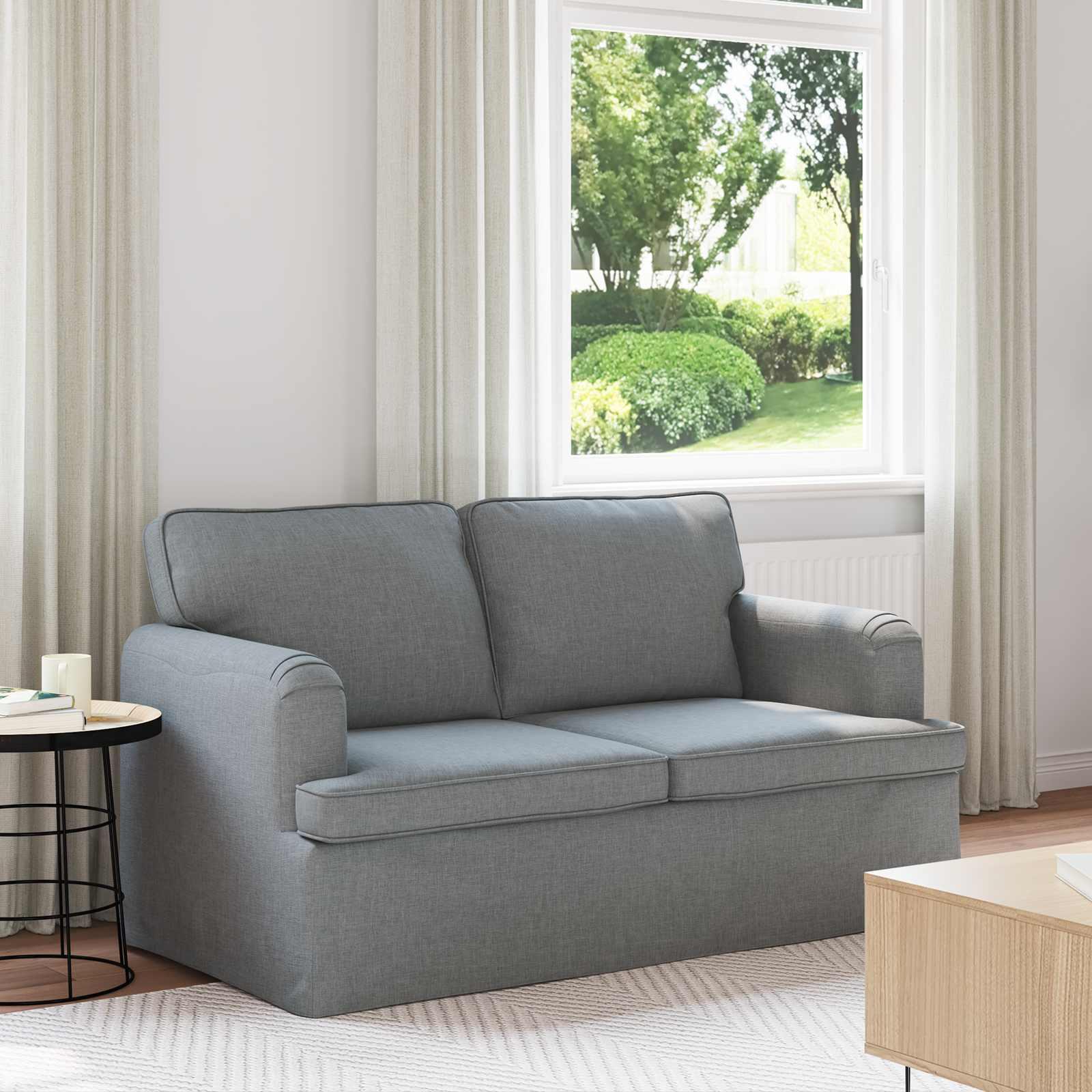 Sofa i lysegrå stof - 2-personers, 144 × 80 × 85 cm billede