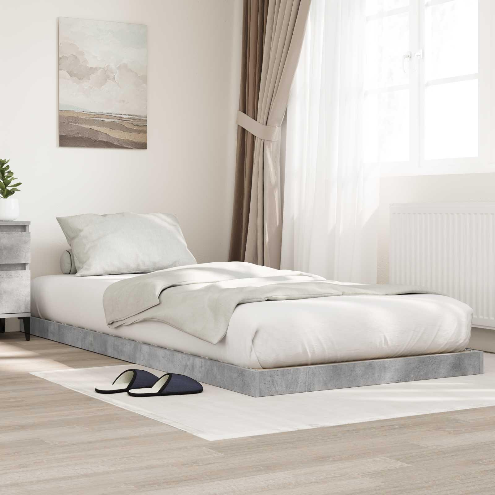 Gulv seng ramme Beton 75 x 190 cm Konstrueret træ billede