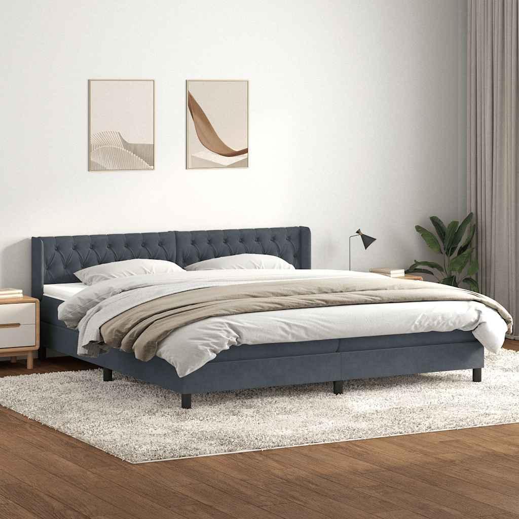 Kontinentalseng med madras 180x210 cm fløjl mørkegrå billede