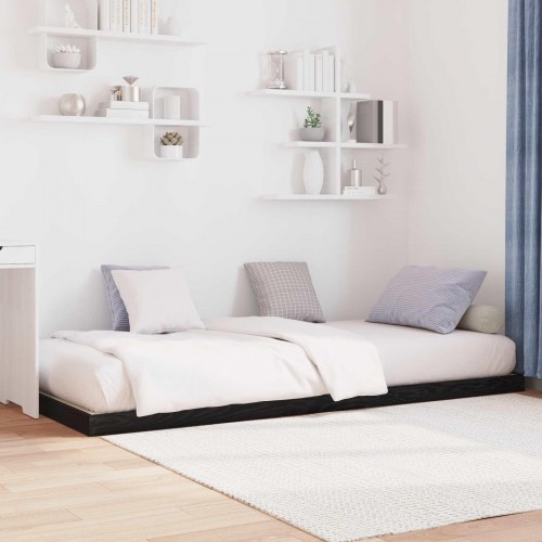 Gulv seng ramme Sort eg 80 x 190 cm Konstrueret træ