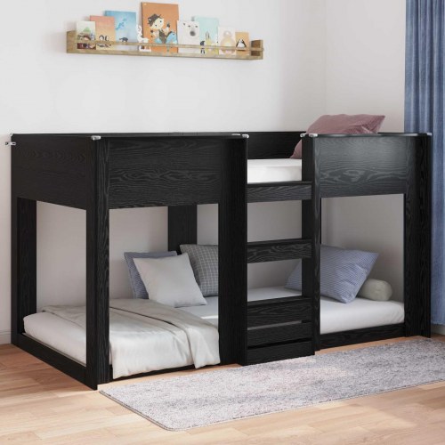 Gulv seng ramme Sort eg 80 x 190 cm Konstrueret træ