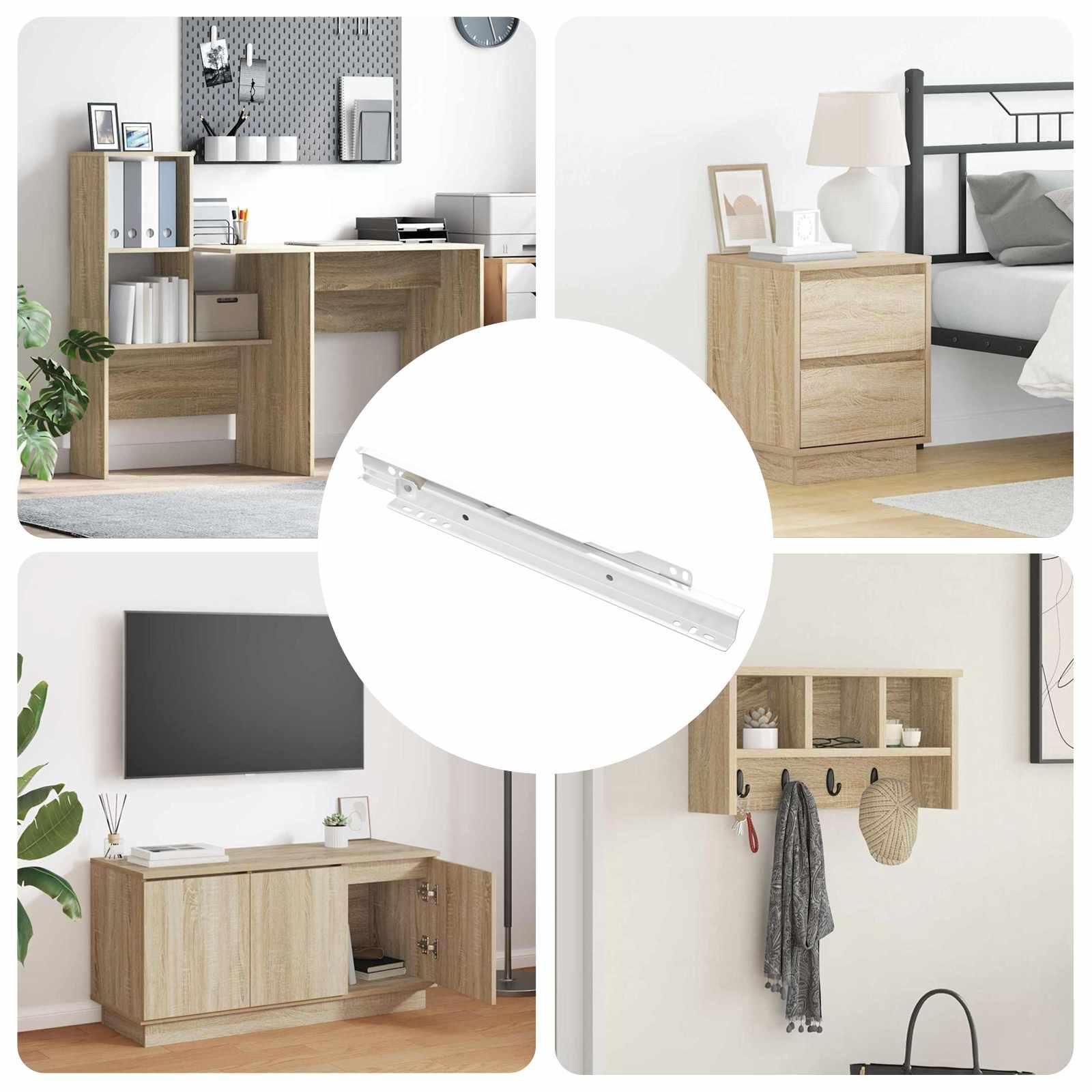 Skuffeskinne 12 stk Hvid 250 mm Stål billede