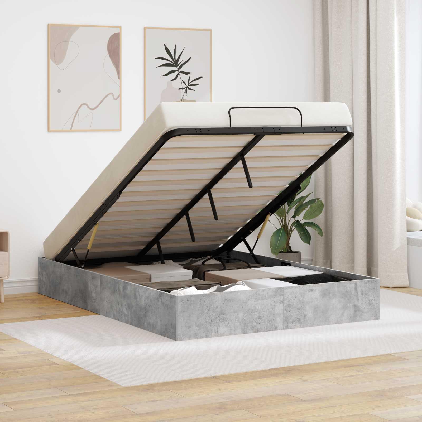 Ottoman Sengestel Beton 193 x 120 x 25 cm Spånplade billede