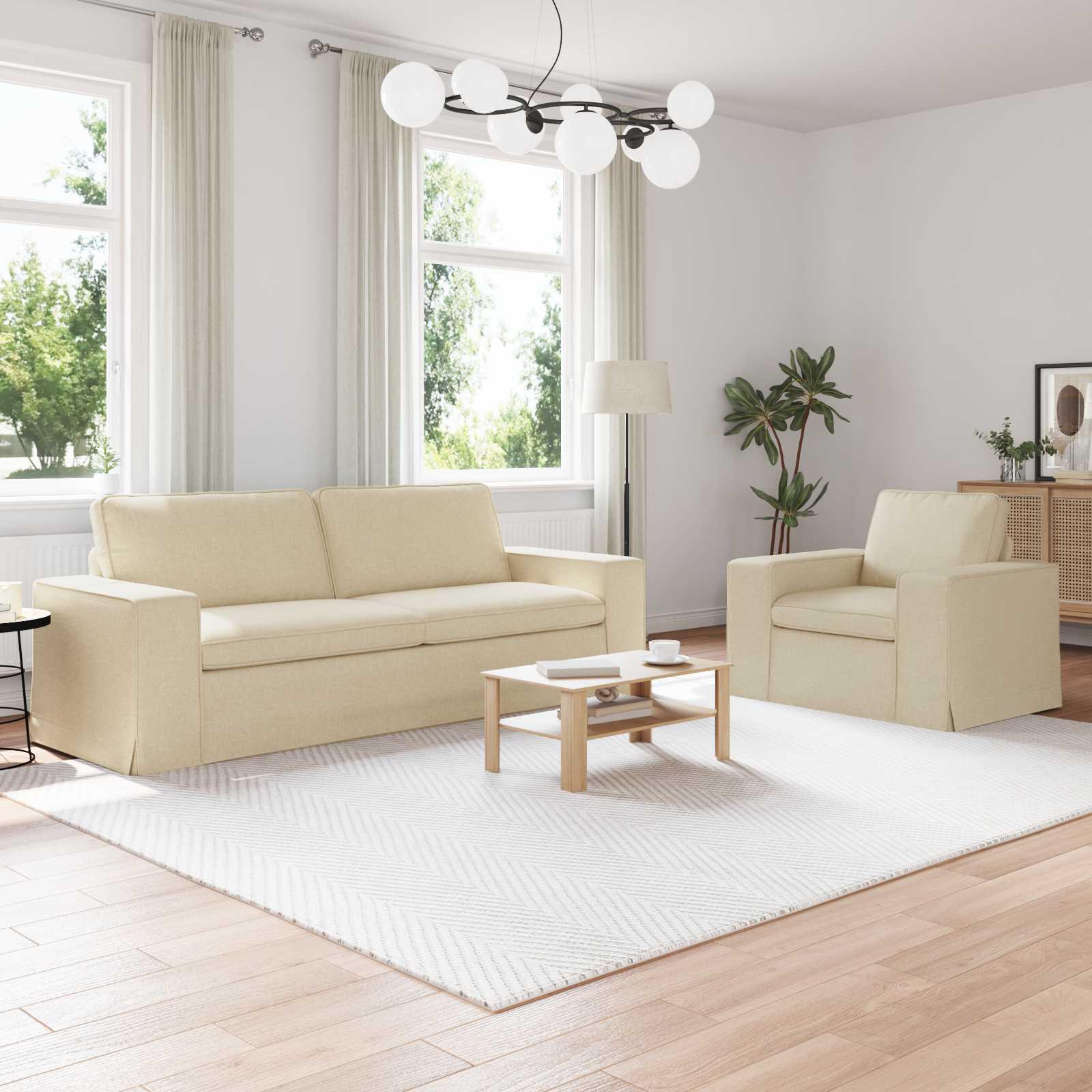 Sofa 2 stk Creme Metal billede