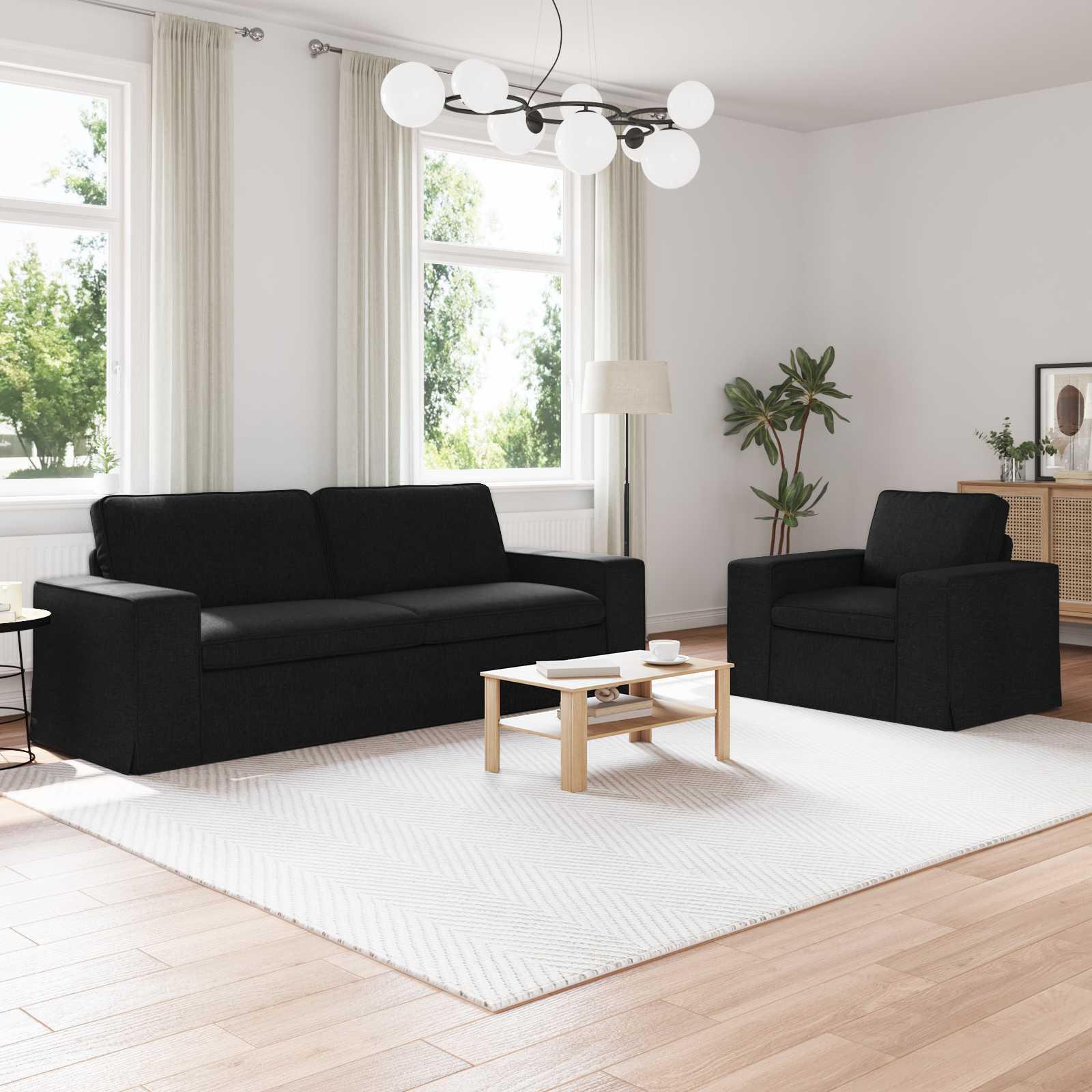 Sofa 2 stk Sort Metal billede