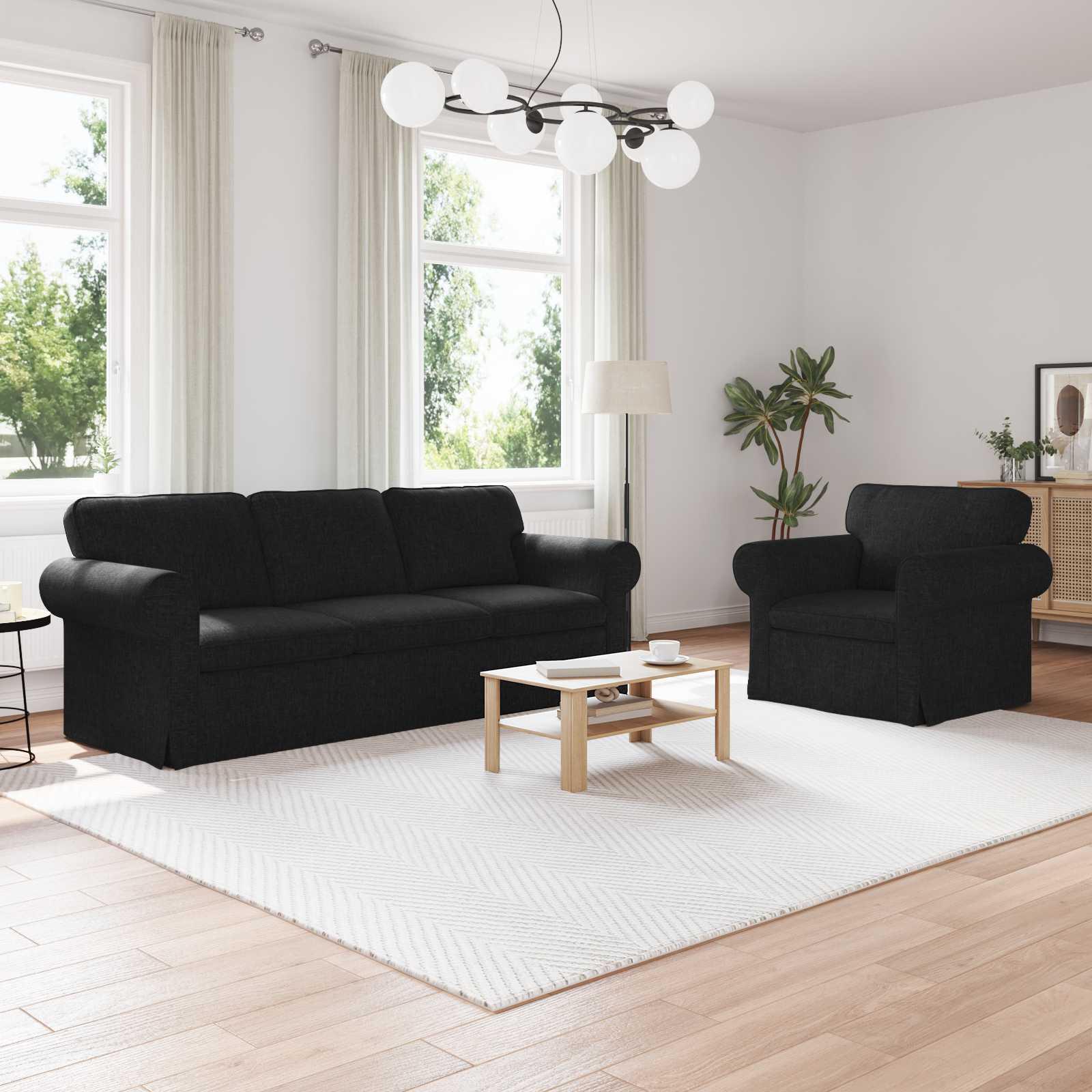 Sofa 2 stk Sort Metal billede