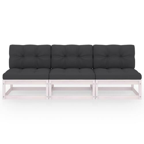 3-personers sofa med hynder massivt fyrretræ