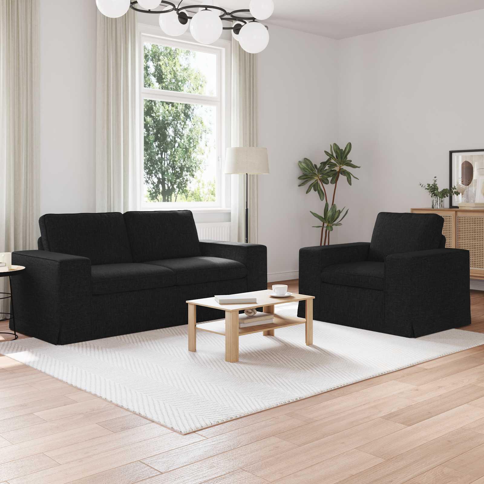 Sofa 2 stk Sort Metal billede