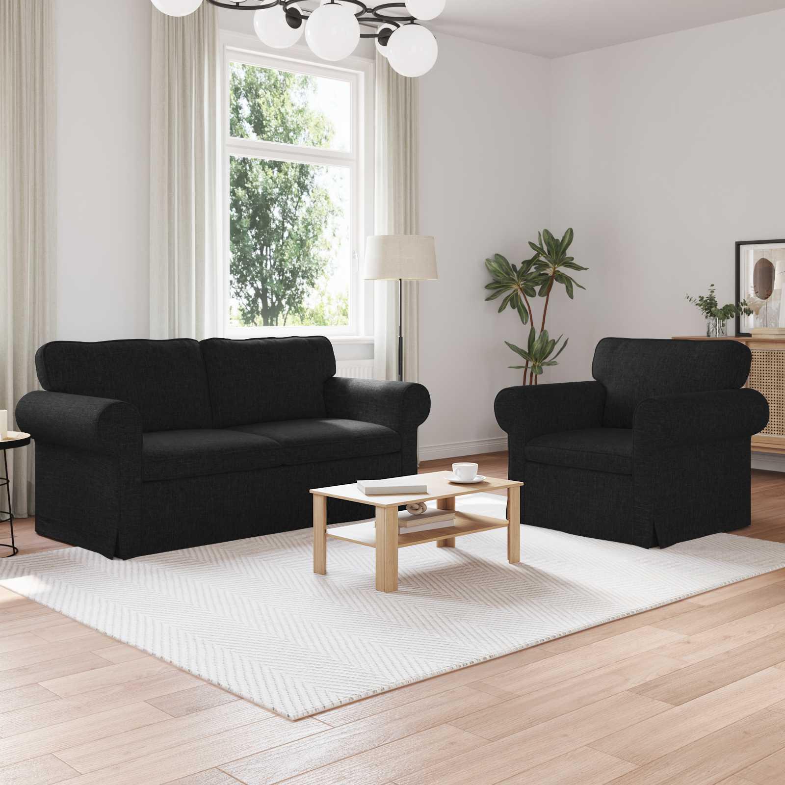 Sofa 2 stk Sort Metal billede