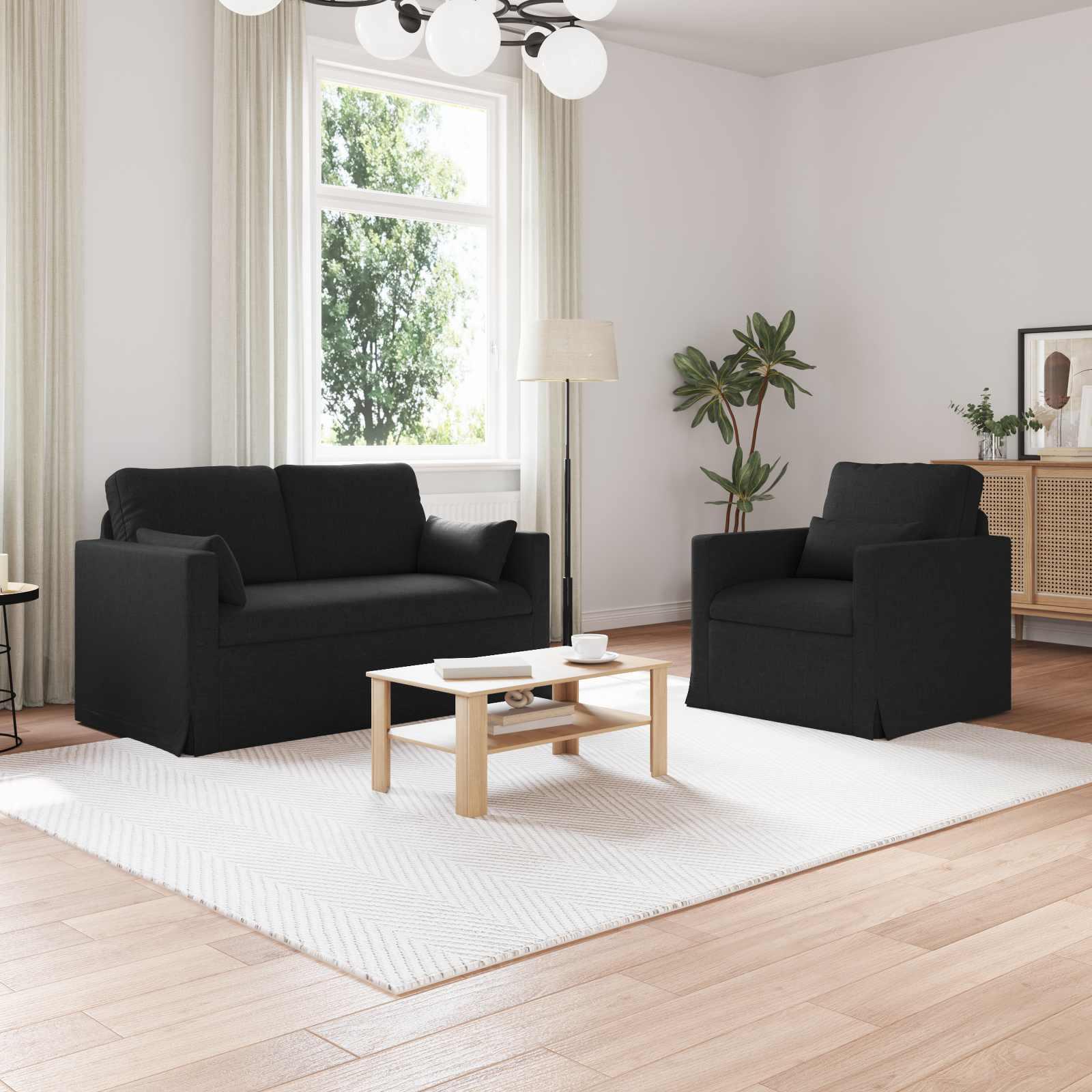 Sofa 2 stk Sort Metal billede