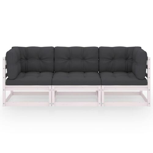 3-personers sofa med hynder massivt fyrretræ
