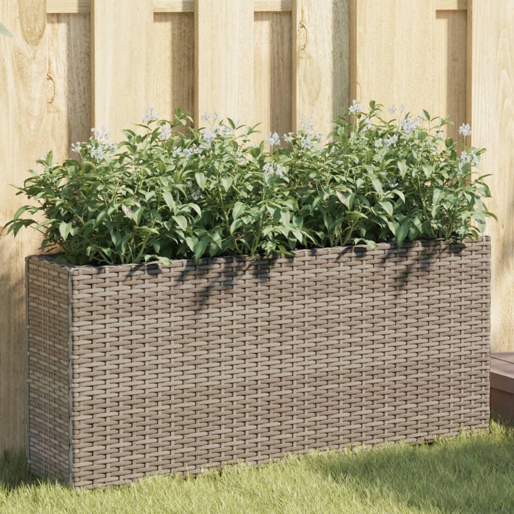 Plantekasser 2 stk. med 2 potter 90x20x40 cm polyrattan grå billede