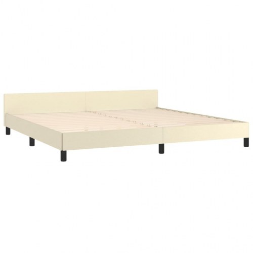 Sengeramme med sengegavl 200x200 cm i kunstlæder - cremefarvet