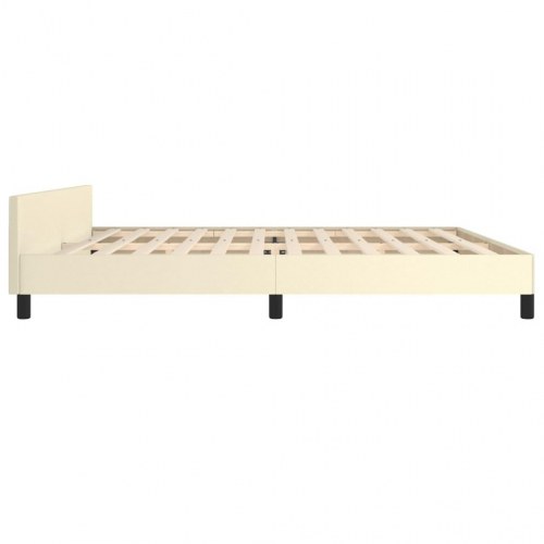 Sengeramme med sengegavl 200x200 cm i kunstlæder - cremefarvet