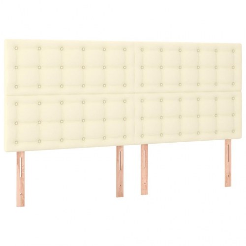 Sengeramme med sengegavl 200x200 cm i kunstlæder - cremefarvet