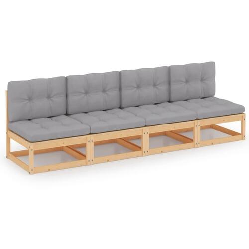 4-personers sofa med hynder massivt fyrretræ