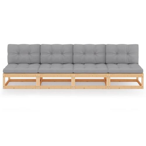4-personers sofa med hynder massivt fyrretræ