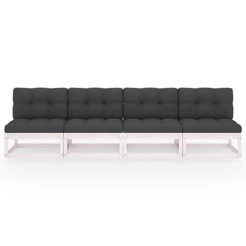 4-personers sofa med hynder massivt fyrretræ