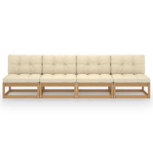 4-personers sofa med hynder massivt fyrretræ
