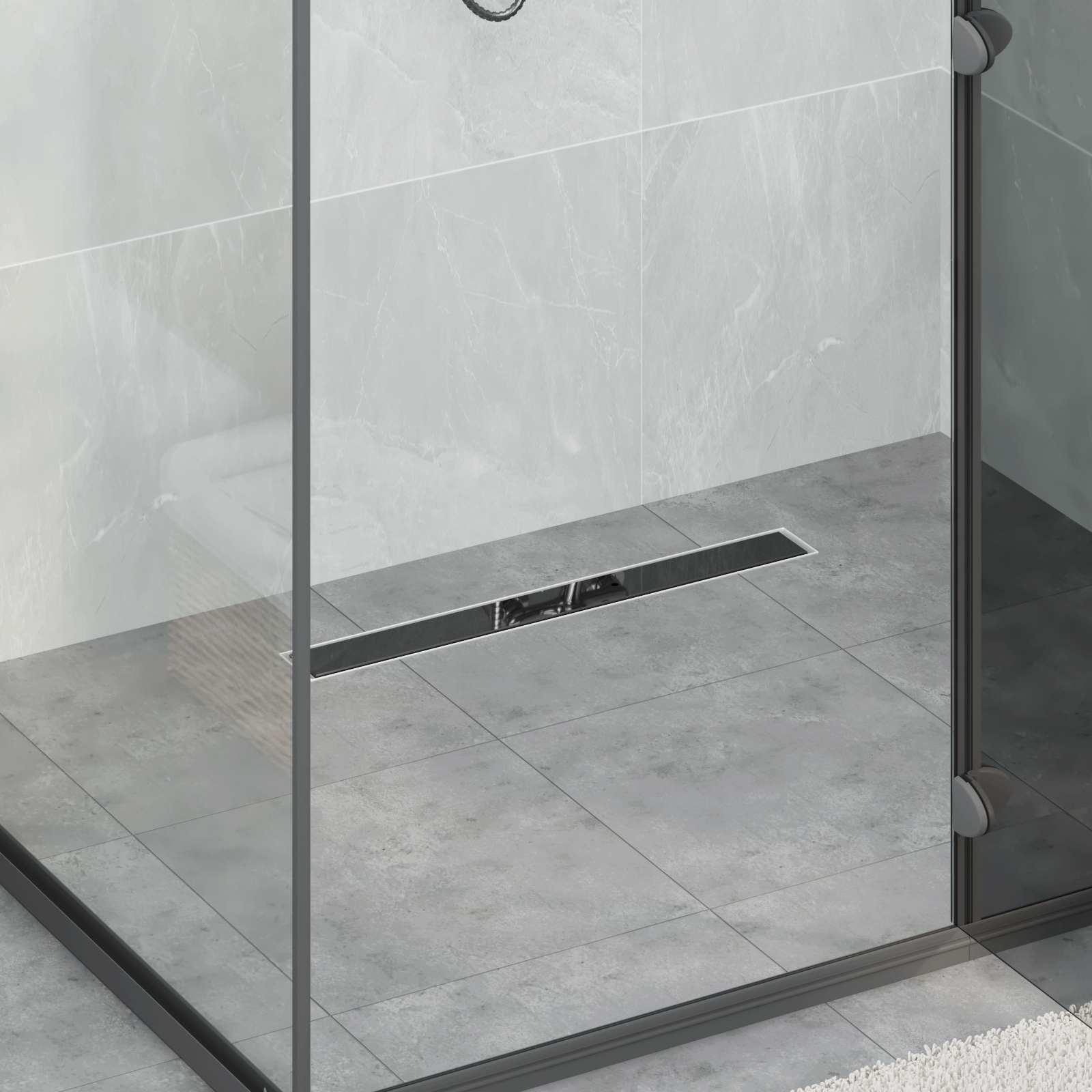 Bruseafløb Glasdæksel med 360° Siphon Sort 60 cm billede