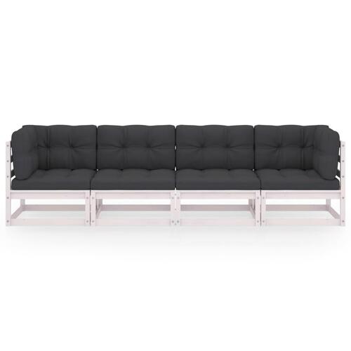 4-personers havesofa med hynder massivt akacietræ
