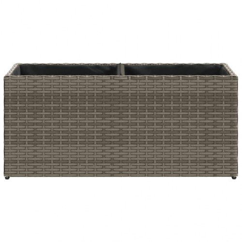Plantekasse med hjul, 2 krukker - 72×30×32 cm polyrattan, grå