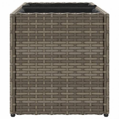 Plantekasse med hjul, 2 krukker - 72×30×32 cm polyrattan, grå