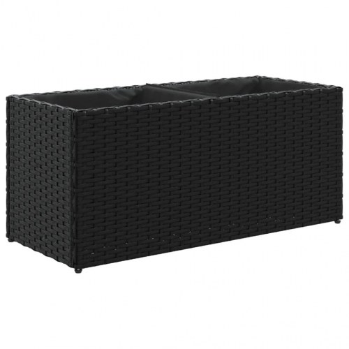 Plantekasse med 2 rum i polyrattan 72 x 30 x 32 cm - sort
