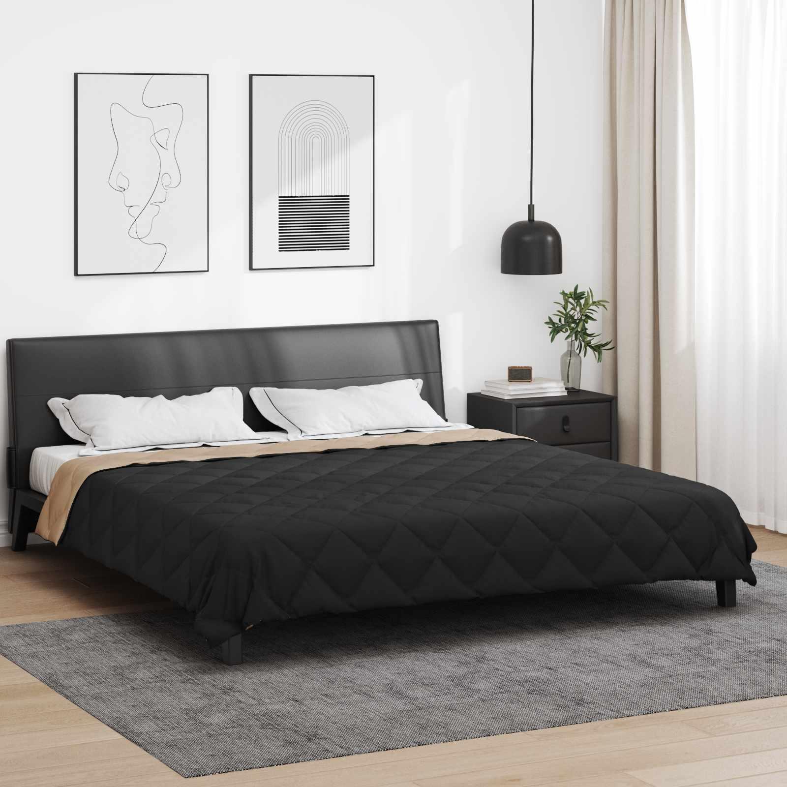 Helårs dyne Sort og Taupe 240 x 200 cm Mikrofiber billede