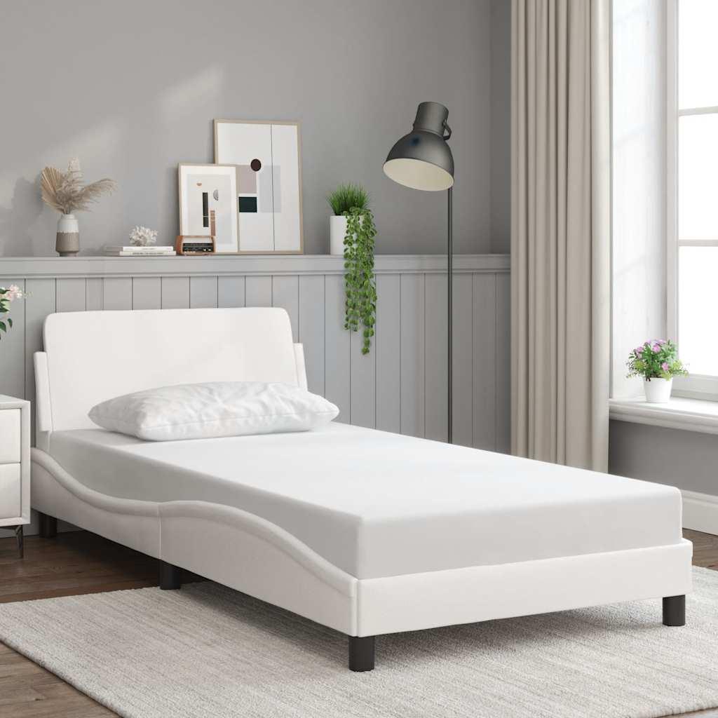 Sengeramme Dover 100x203 cm i hvidt kunstlæder med sengegavl billede