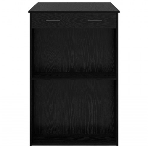 Barbord med skuffe - sort eg, 102 × 70 × 103,5 cm (konstrueret træ)