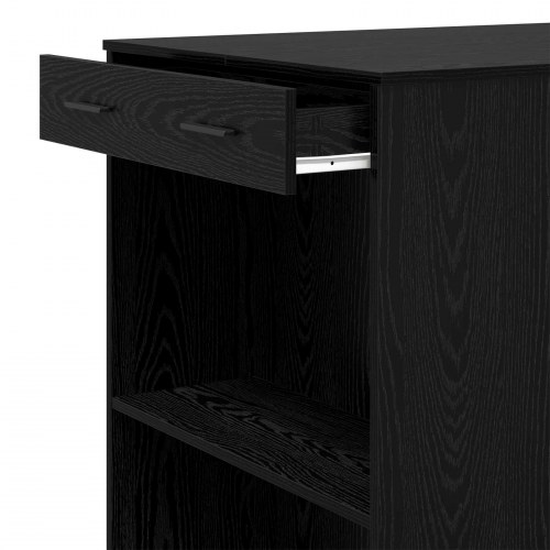 Barbord med skuffe - sort eg, 102 × 70 × 103,5 cm (konstrueret træ)