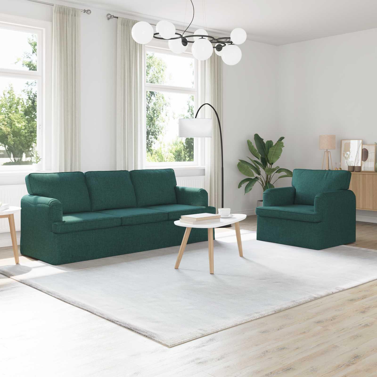 Sofa 180cm 2 stk Mørkegrøn Metal billede