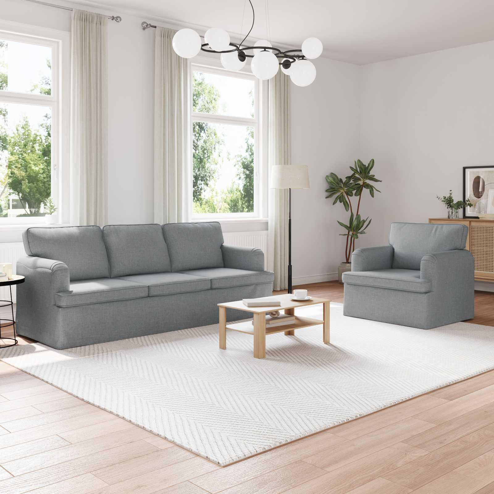 Sofa 180cm 2 stk Lysegrå Metal billede