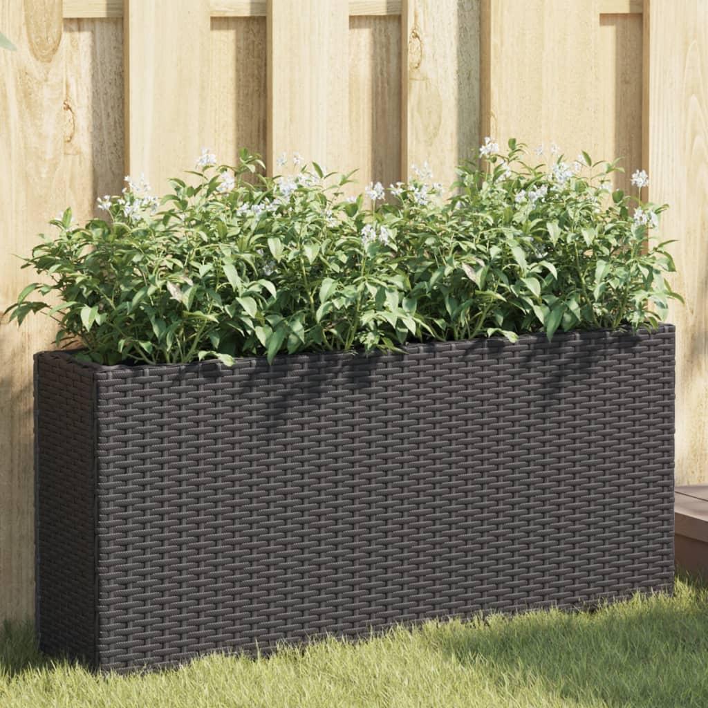 Plantekasser 2 stk. med 2 potter 90x20x40 cm polyrattan sort billede