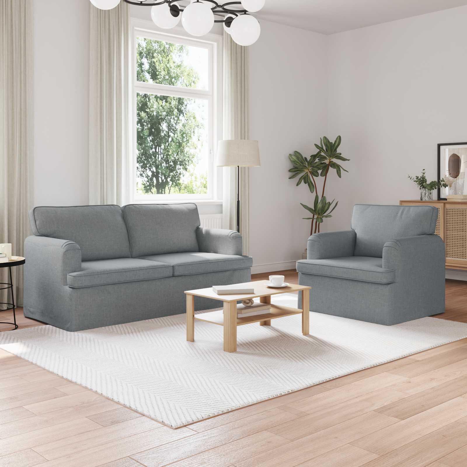 Sofa 140cm 2 stk Lysegrå Metal billede