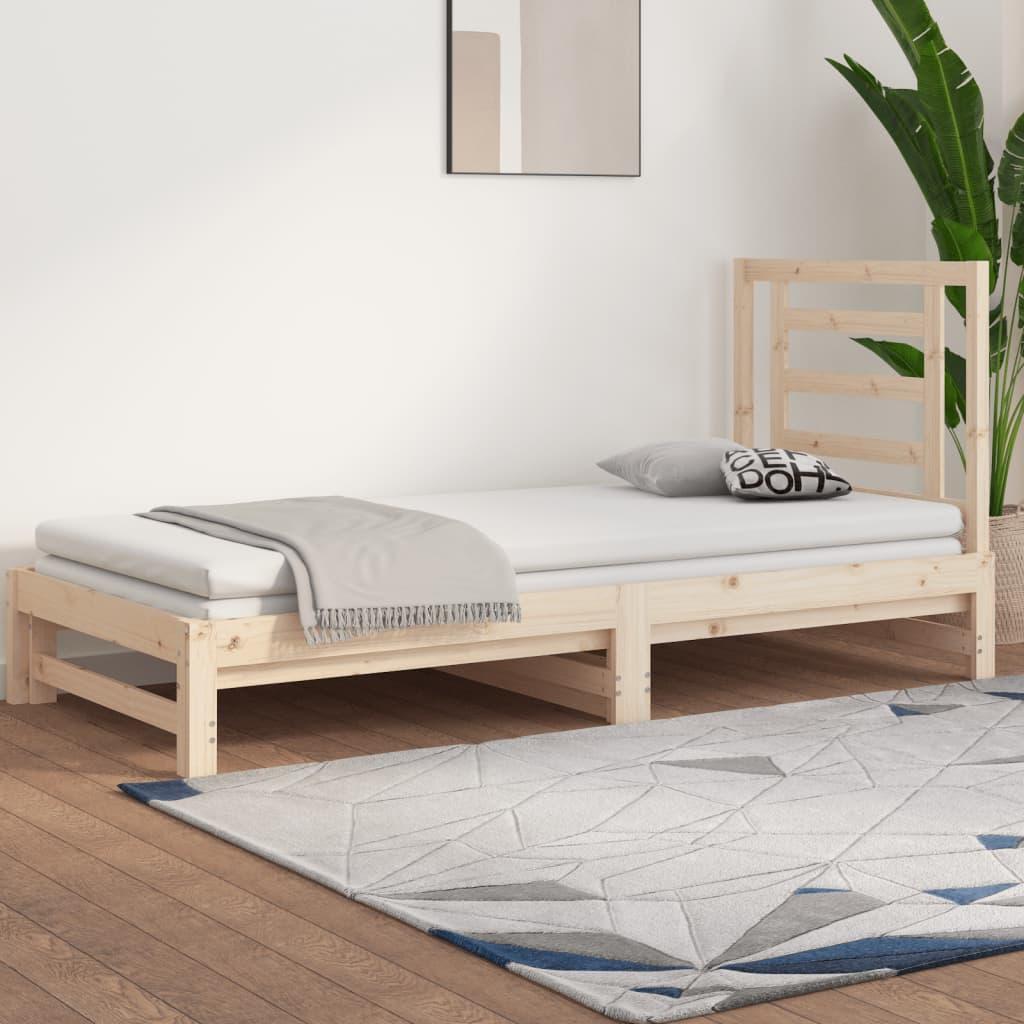 Daybed med udtræk 2x(90x190) cm massivt fyrretræ billede