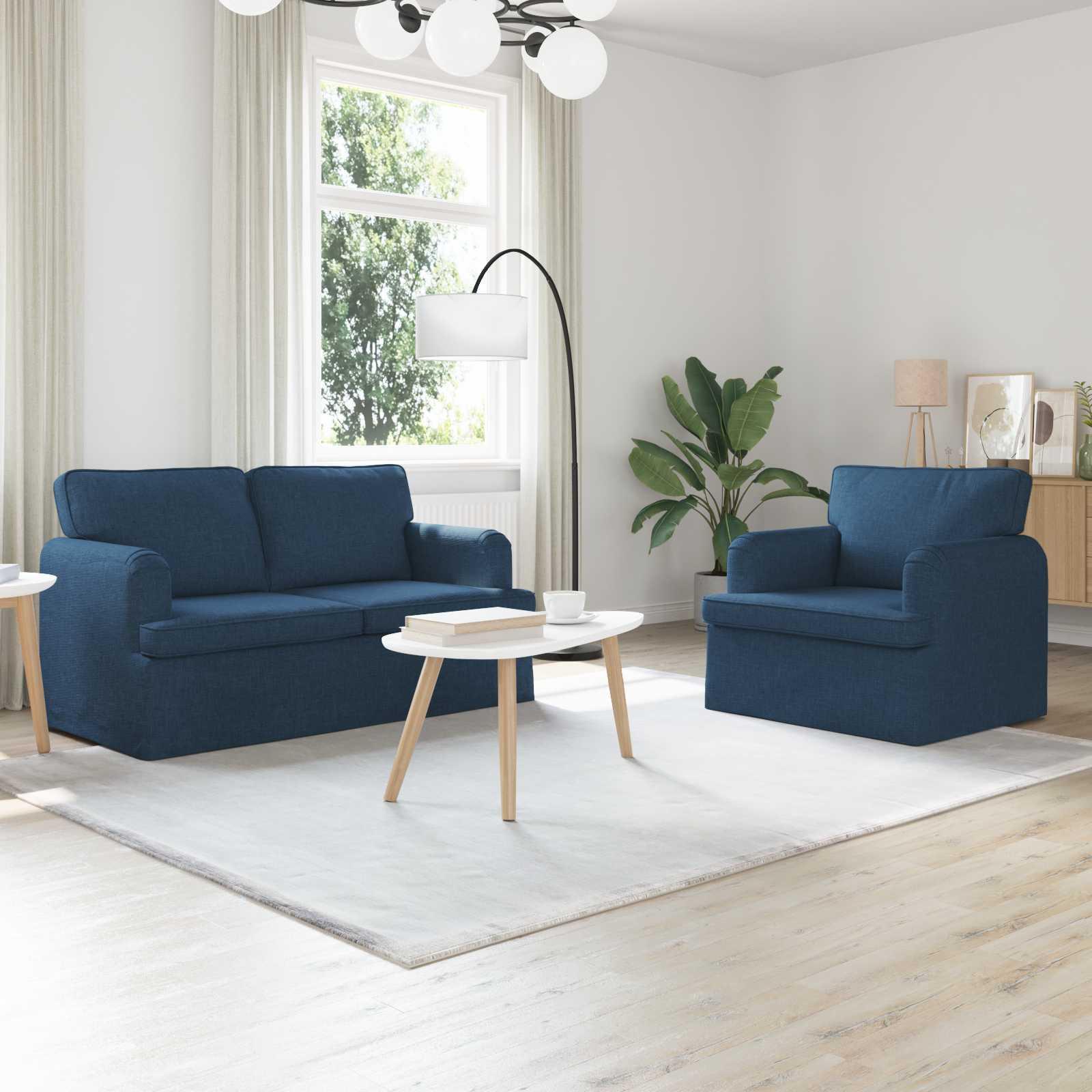 Sofa 120cm 2 stk Blå Metal billede