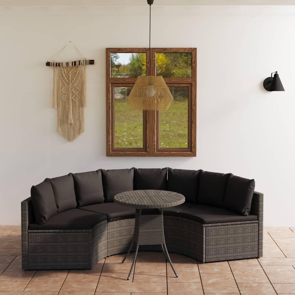 Sofasæt til haven 5 dele med hynder polyrattan grå billede